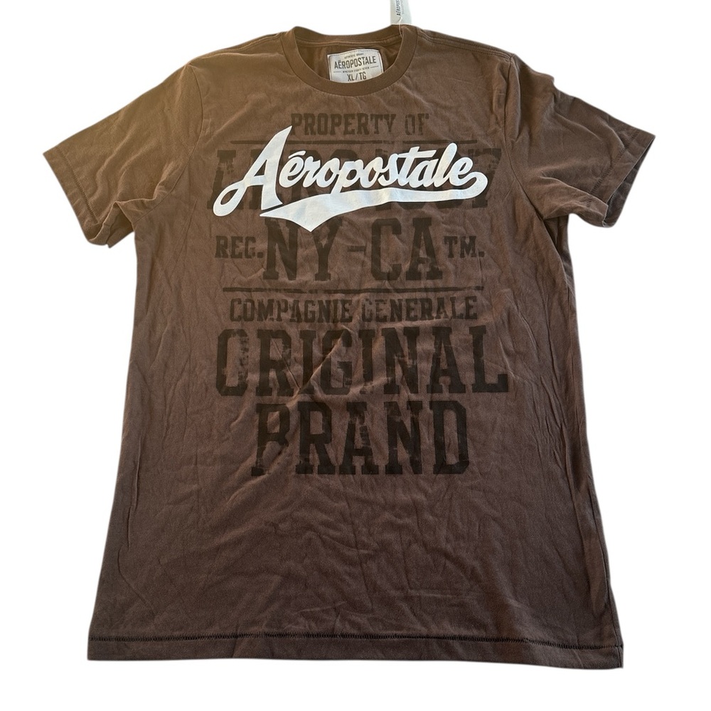 New Aeropostale Property of NY - CA Dark Brown Graphic T-Shirt Mens Size XL